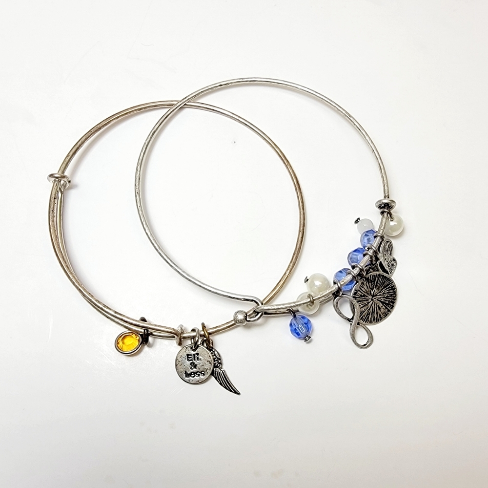 Two Charm Bracelets, Sterling Silver, Brass